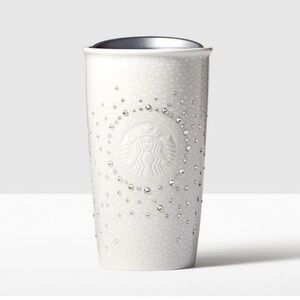 NEW RARE Starbucks Swarovski Crystals Tumbler Ivory White Limited Edition 2016